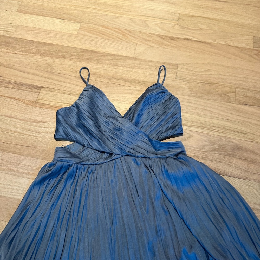 Astr Blue Pleated Prom Dress